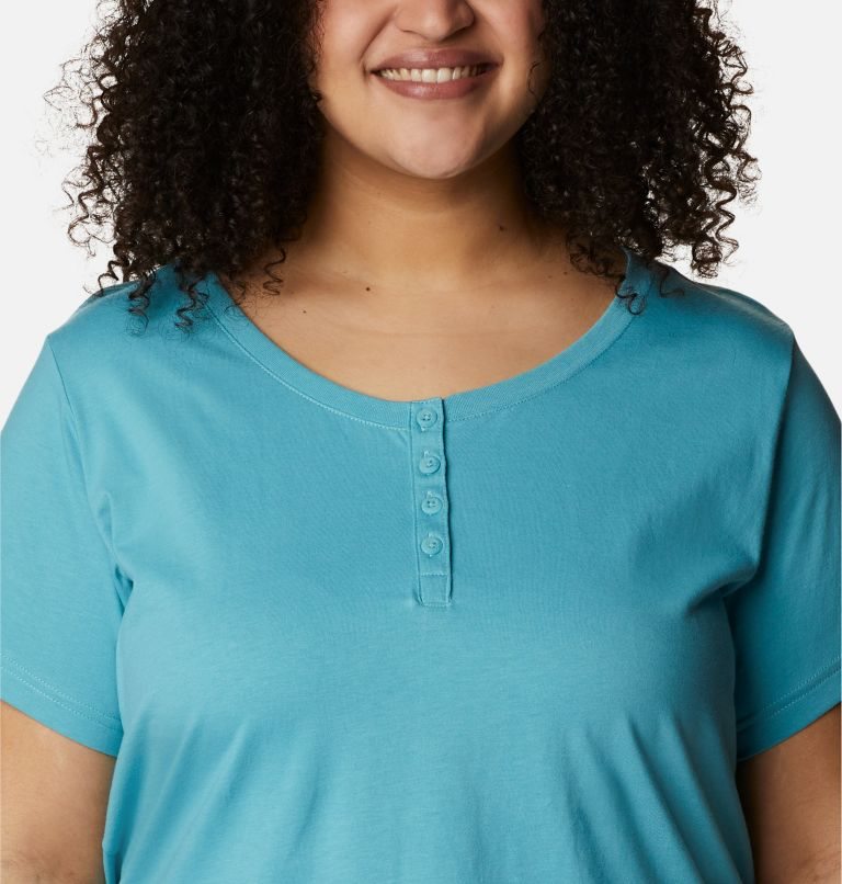 Women's Columbia Sapphire Point Henley T Shirts Turquoise | Plus Size CA-Y481A